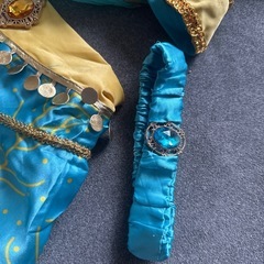 ジャスミン コスプレ 子供用 プリンセスドレス アラジン 衣装 上下 髪飾り 3点セットの画像
