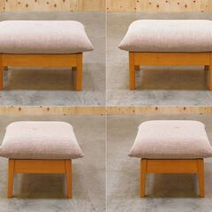 ≪yt2063ジ≫ HIDA/飛騨産業 オットマン/スツール TS13SR 高さ42cm 布張り 天然木/ナラ材? おしゃれ/ナチュラル/椅子/中古家具/宮城県仙台市 71005-03の画像