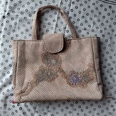 正絹・絞り　バッグ　淡いオレンジ色の画像
