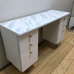 フランフラン エルドラド コスメデスク 大理石調天板 ゴールドつまみ 収納力抜群 Francfranc ドレッサー メイク台 おしゃれ家具　【糸島市内 送料無料】88285-2-030の画像