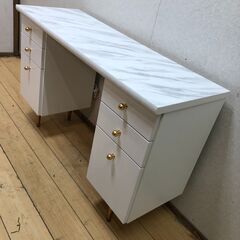 フランフラン エルドラド コスメデスク 大理石調天板 ゴールドつまみ 収納力抜群 Francfranc ドレッサー メイク台 おしゃれ家具　【糸島市内 送料無料】88285-2-030の画像