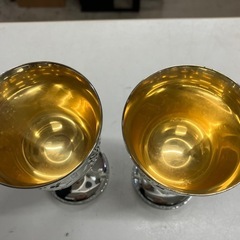 ロ2510-251 ぶどうのワインカップ 金属製 2脚　中古美品の画像