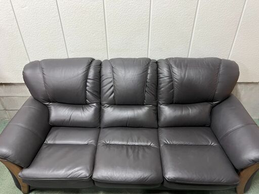 3人掛け トリプルソファ 合皮 黒 幅195cm×奥行90cm×高さ85cm