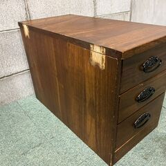 3段 ミニチェスト 収納棚 小物入れ 引出 昭和レトロ 幅27cm×奥行55cm×高さ38cmの画像