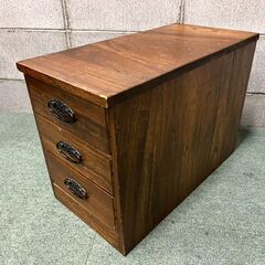 3段 ミニチェスト 収納棚 小物入れ 引出 昭和レトロ 幅27cm×奥行55cm×高さ38cmの画像
