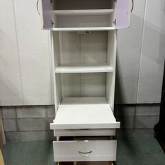 サンウッディ 木製 食器棚 レンジ台 炊飯台 ホワイト 幅60cm×奥行45cm×高さ180cm の画像