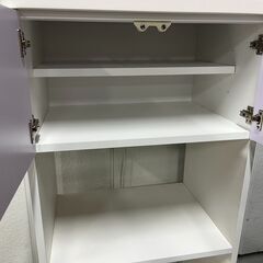 サンウッディ 木製 食器棚 レンジ台 炊飯台 ホワイト 幅60cm×奥行45cm×高さ180cm の画像