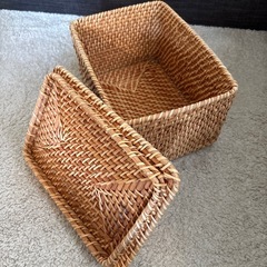 無印良品 重なるラタン長方形ボックスの画像