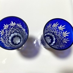 切子ガラスのコップ 2個    の画像