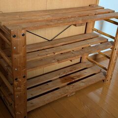 木製　棚　キャビネット　シェルフ　３段の画像