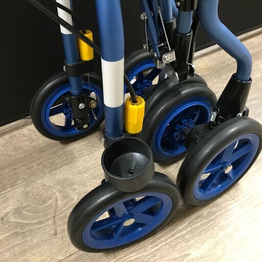※Withone シルバーカー ヘルシーワン･W オムチェックブルー 歩行器 サポートカー 耐荷重75kg 折りたたみ 25j菊TK