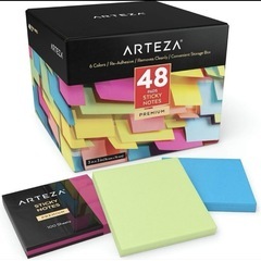 ARTEZA 3x3インチ付箋48パッド　1パッド100枚　バルクパック　大容量　業務用の画像