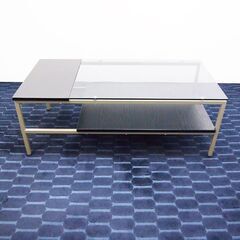 良品 ニトリ ガラステーブル 幅110 奥行55 高さ40cm　(IA16)の画像