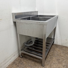 ステンレス　業務用　2層シンク流し台　厨房　飲食店　W９００ｘD６００ｘH８００ｍｍの画像