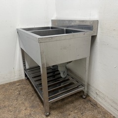 ステンレス　業務用　2層シンク流し台　厨房　飲食店　W９００ｘD６００ｘH８００ｍｍの画像