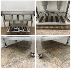 ステンレス　業務用　2層シンク流し台　厨房　飲食店　W９００ｘD６００ｘH８００ｍｍの画像