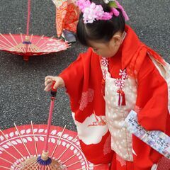 七五三小物　和傘　子供用　60cm位　2本　一度撮影に使用の画像
