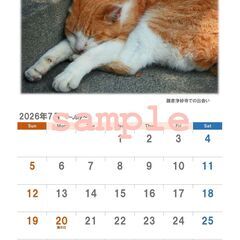 2026年のカレンダー（猫）の画像