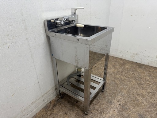 ステンレス　業務用　1層シンク流し台　蛇口付き　厨房　飲食店　W４５０ｘD４５０ｘH８００ｍｍ