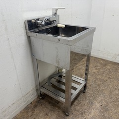 ステンレス　業務用　1層シンク流し台　蛇口付き　厨房　飲食店　W４５０ｘD４５０ｘH８００ｍｍの画像