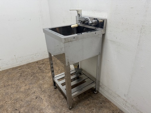 ステンレス　業務用　1層シンク流し台　蛇口付き　厨房　飲食店　W４５０ｘD４５０ｘH８００ｍｍ