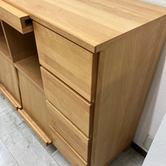 マガジンラック　フラップ扉4段ロータイプ木製美品ナチュラル【トレファク堺福田店】の画像