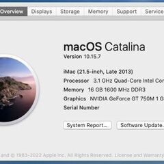 iMac 21.5-inch Late 2013, 3.1 GHz i7, 16GB, 1TB HDの画像