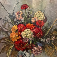 🌹シックな色合い油画　額装品　額絵　絵画　版画 🌹の画像