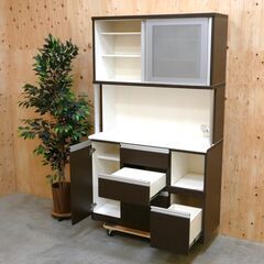 ≪yt2065ジ≫ nitori/ニトリ キッチンボード/食器棚 リベラ120 幅120cm 高さ201cm ダークブラウン 中古家具/宮城県仙台市 71010-01の画像