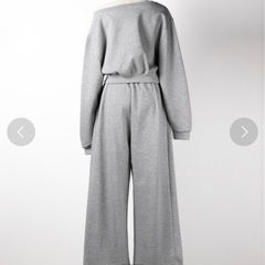 ワンショルダーショートスウェットトップス + タックワイドパンツ SETの画像
