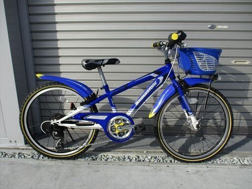 E580　★22800円★整備済み 中古子供自転車 ブリヂストン　クロスファイヤーJr　ブルー　美品【22インチ 】 スピードメーター付き(*^▽^*)
