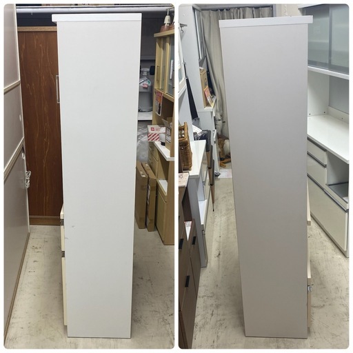 ?SALE? 食器棚　キッチンボード　白　ベージュ　幅90×奥40×高180cm　リサイクルショップ　朝霞市　ケイラック朝霞田島店　志
