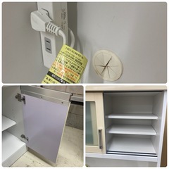 ⭐️お持ち帰りSALE ￥22,000→￥15,000 食器棚　キッチンボード　白　ベージュ　幅90×奥40×高180cm　リサイクルショップ　朝霞市　ケイラック朝霞田島店　志木市　和光市　GM427の画像