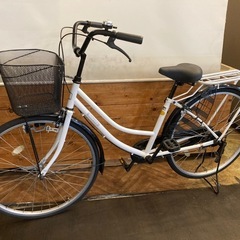 【カゴ新品！】シングルギア 26インチ自転車　ホワイトの画像