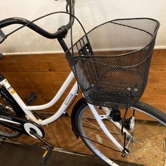 【カゴ新品！】シングルギア 26インチ自転車　ホワイトの画像