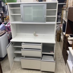 高橋木工　エチュード　140KB　食器棚　キッチンボード　白　幅140×奥51×高195.5cm　リサイクルショップ　朝霞市　ケイラック朝霞田島店　志木市　和光市　GM428の画像