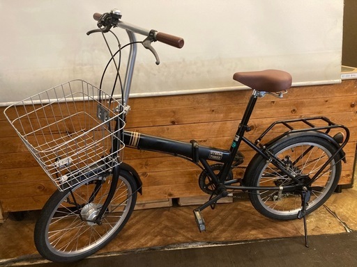 【後輪タイヤ・後輪チューブ新品！】 LEDオートライト　6段変速　20インチ折りたたみ自転車　マットブラック