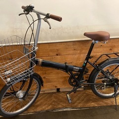 【後輪タイヤ・後輪チューブ新品！】 LEDオートライト　6段変速　20インチ折りたたみ自転車　マットブラックの画像