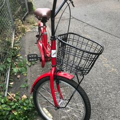 リサイクルショップどりーむ鹿大前店　No.481　赤色　20インチ　ライト・鍵なし　シティサイクルの画像