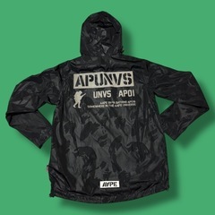 ★希少・美品★AAPE BY BAPE APUNVS ナイロンプルオーバー 黒カモの画像