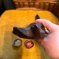 アジアン　マライカ　木製キャンドルホルダー　プルメリア付きの画像