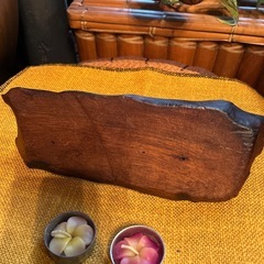 アジアン　マライカ　木製キャンドルホルダー　プルメリア付きの画像