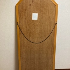 【取引中のため受付中止　
中古・0円】天然木枠 大型スタンドミラー（全身鏡）の画像