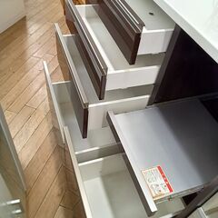 ★ジモティ割あり★ 高橋木工 食器棚 ブラウン H208×D51×W140 クリーニング済み TK6825の画像