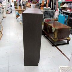 本棚 3列 3段 幅114×奥行29×高さ100cm ダークブラウン系 木製 棚板高さ調節可能 フリーラック ブックシェルフ 収納棚 収納家具 苫小牧西店の画像