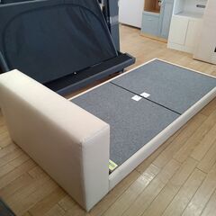 ★ジモティ割あり★ ドリームベッド シングルベッドフレーム ベージュ H61×D218×W100 クリーニング済み TK6826の画像