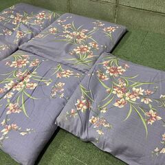 座布団 5枚セット パープル 紫　花柄 幅51cm×奥行55cm×高さ5cmの画像