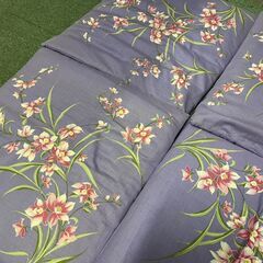 座布団 5枚セット パープル 紫　花柄 幅51cm×奥行55cm×高さ5cmの画像