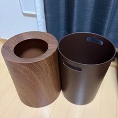 ideaco TUBELOR WOOD ごみ箱 ダークウッド ふくろをかくせる袋を隠せるの画像