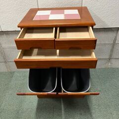 木製 キッチンラック 収納 ゴミ箱 キャスター付 幅47cm×奥行36cm×高さ76cmの画像